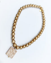 Load image into Gallery viewer, Gold Beaded Necklace - Pale Cheetah Pendant - Stretchy