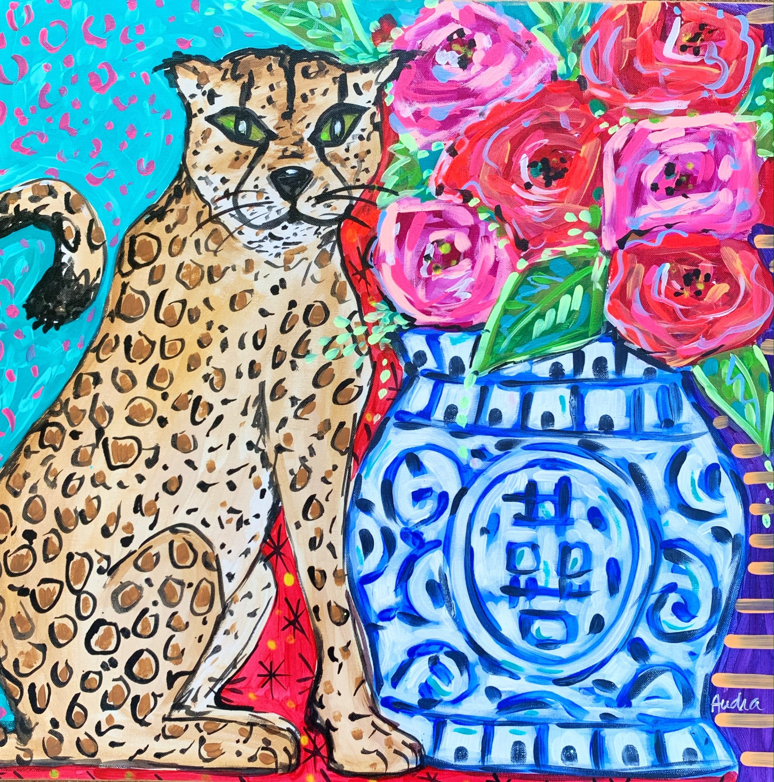 Leopard and Ginger Jar Canvas