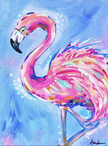 Flamingo Blue Background Canvas