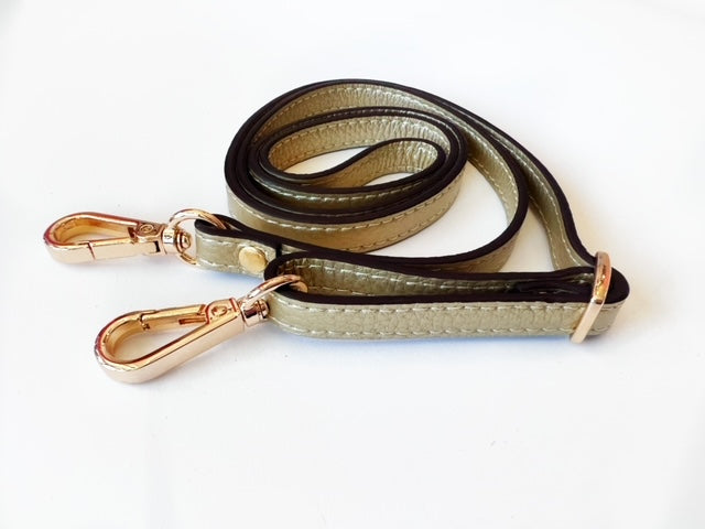 Genuine Leather Shoulder Strap - Gold