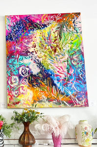 "Garden I & II" 4’x5’ Each 8'x5' Set Diptych Abstract on Gallery Wrapped Canvas
