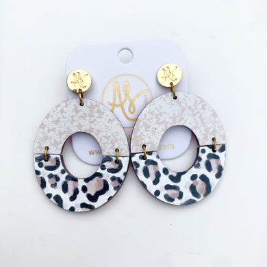 Amanda - Taupe Leopard Damask-Dangle Earring