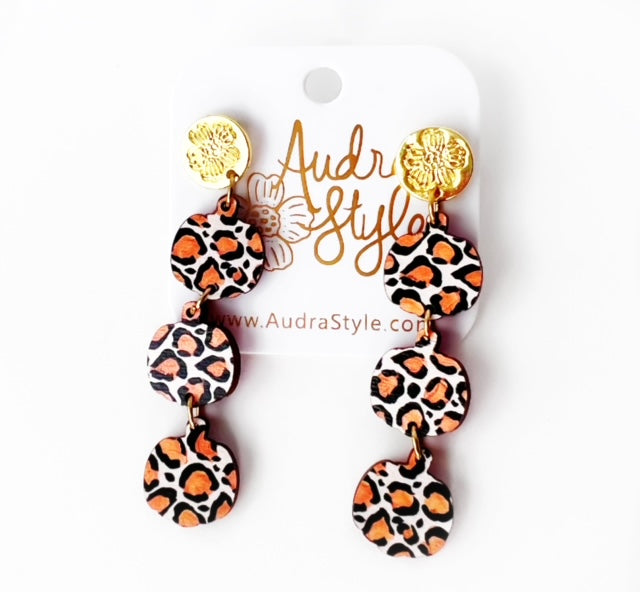 Leopard Pumpkin Triple Earrings