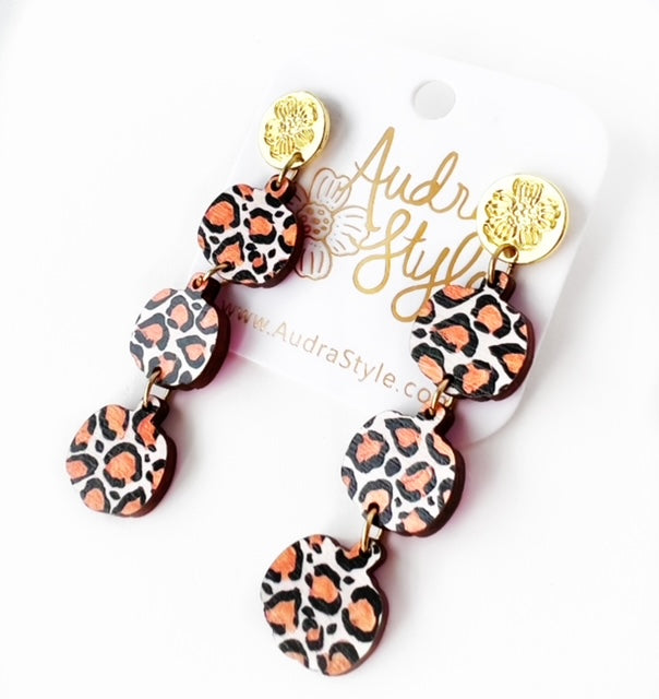 Leopard Pumpkin Triple Earrings