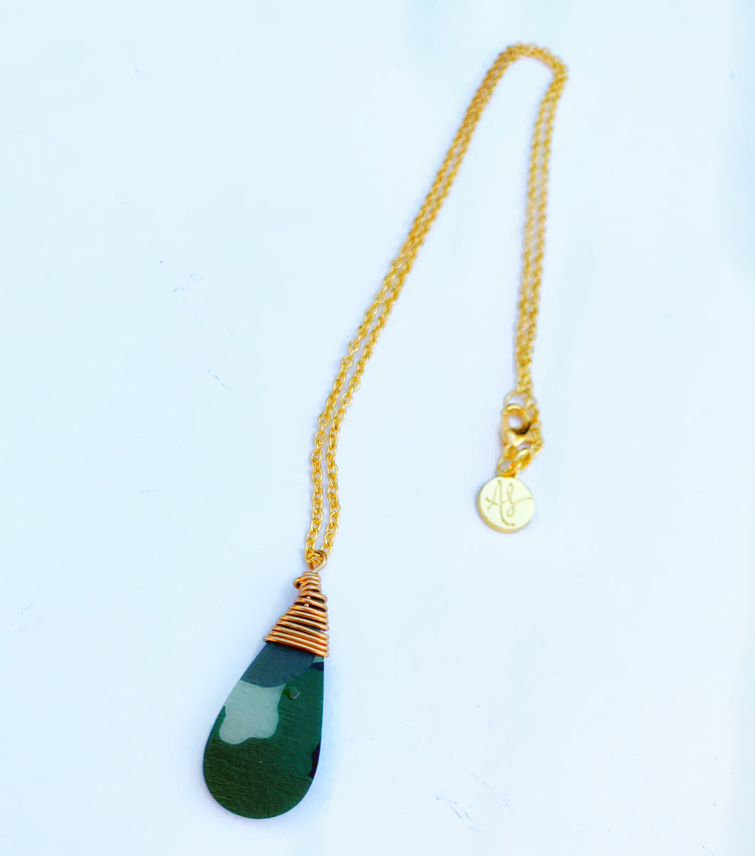 Audra Style™️ Camo Wire Wrap Drop Pendant Chain Necklace