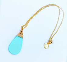 Load image into Gallery viewer, Audra Style™️ Turquoise Wire Wrap Drop Pendant Chain Necklace