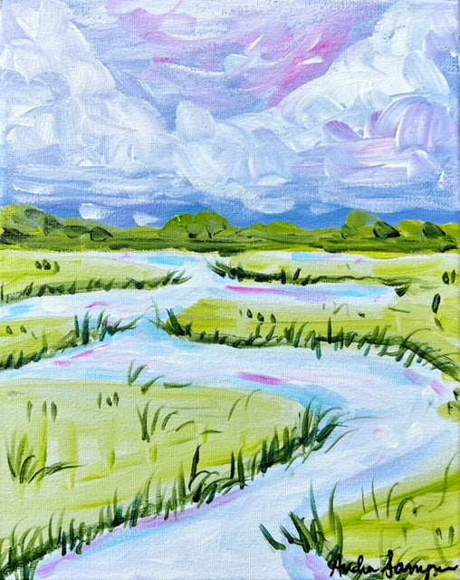 8x10 Original Marsh Painting on Canvas - #13