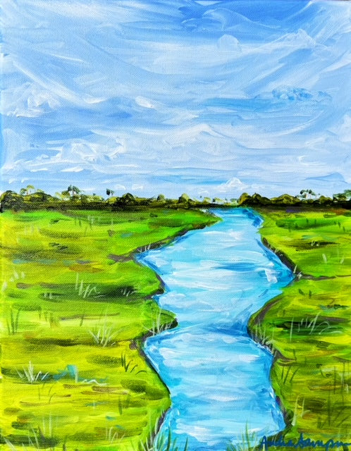 11x14 Original Marsh Painting on Canvas - #21