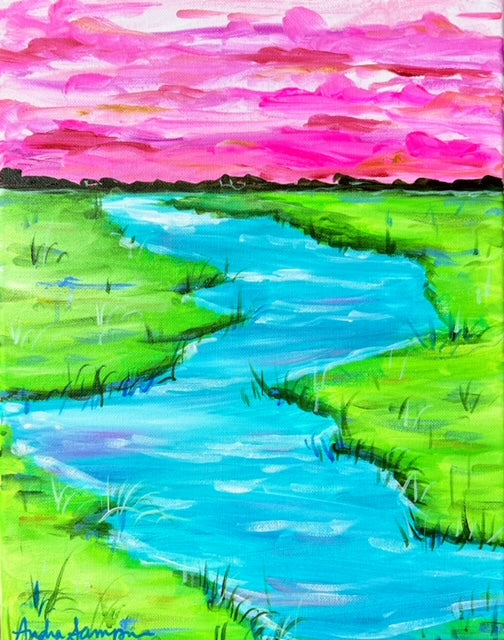 Original Painting on Canvas Summer Marsh 11x14