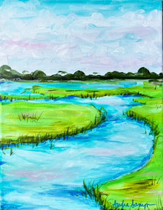 11x14 Original Marsh Painting on Canvas - #15