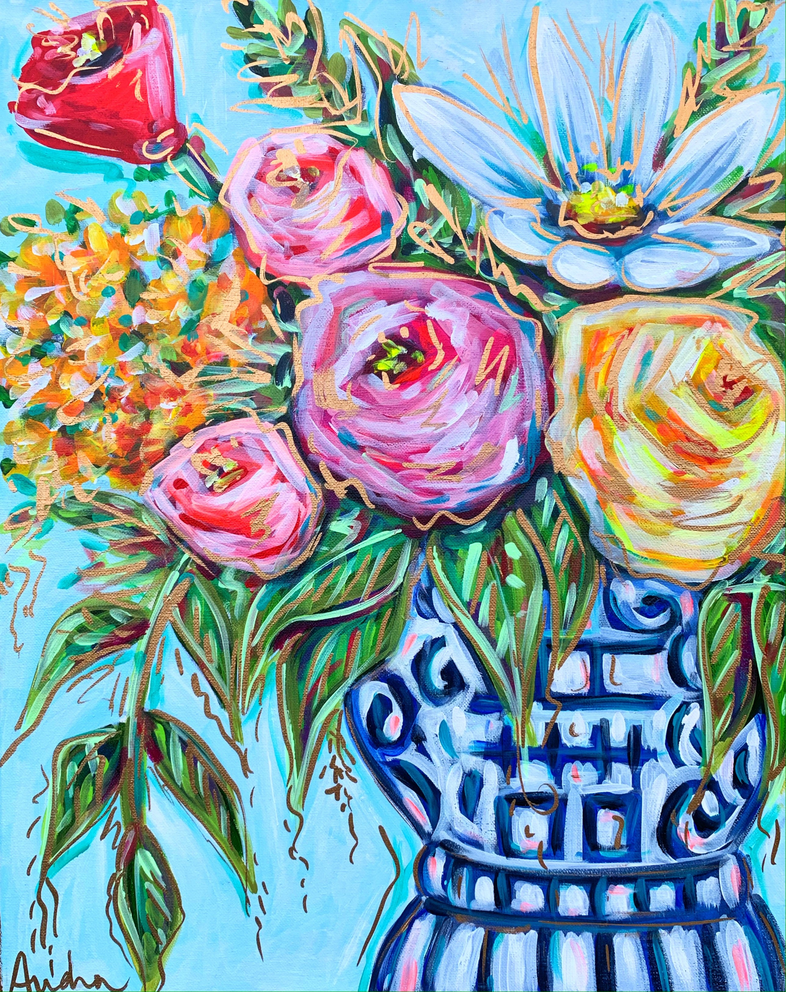 Ginger Jars Art Prints, Watercolor Flowers, Floral Art, Bedroom