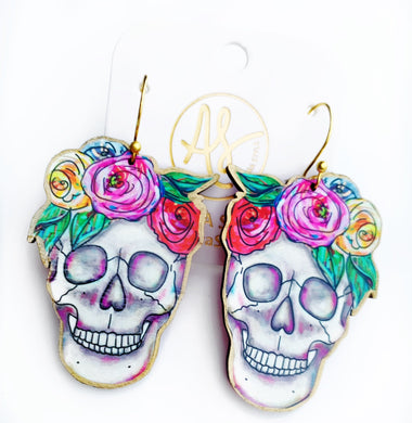 Floral Skull Earrings