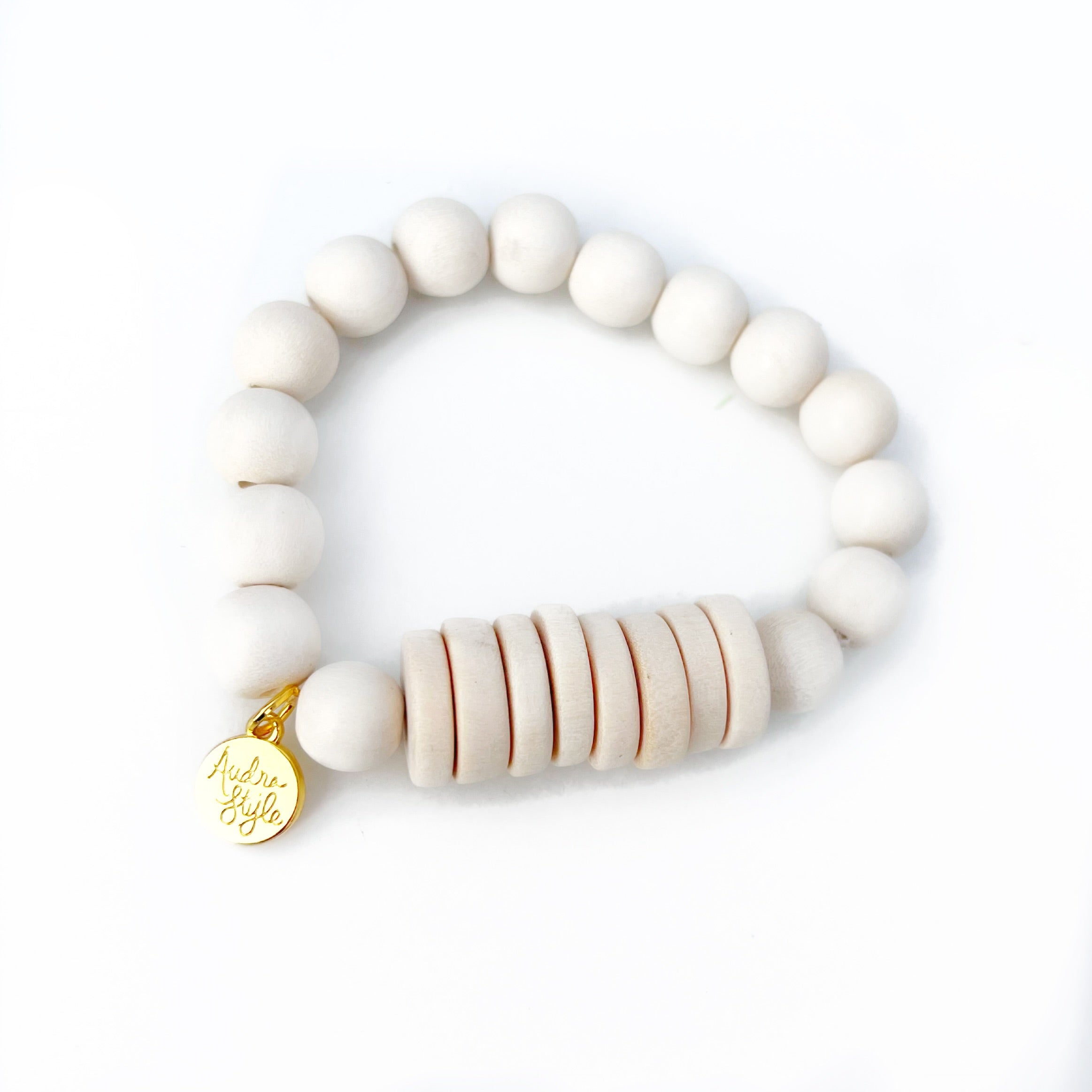 Monochrome Off White Disk Stacking Bracelet