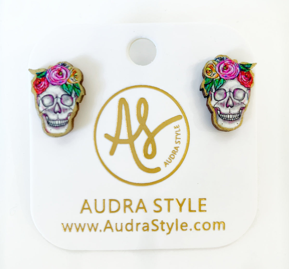 Floral Skull Studs