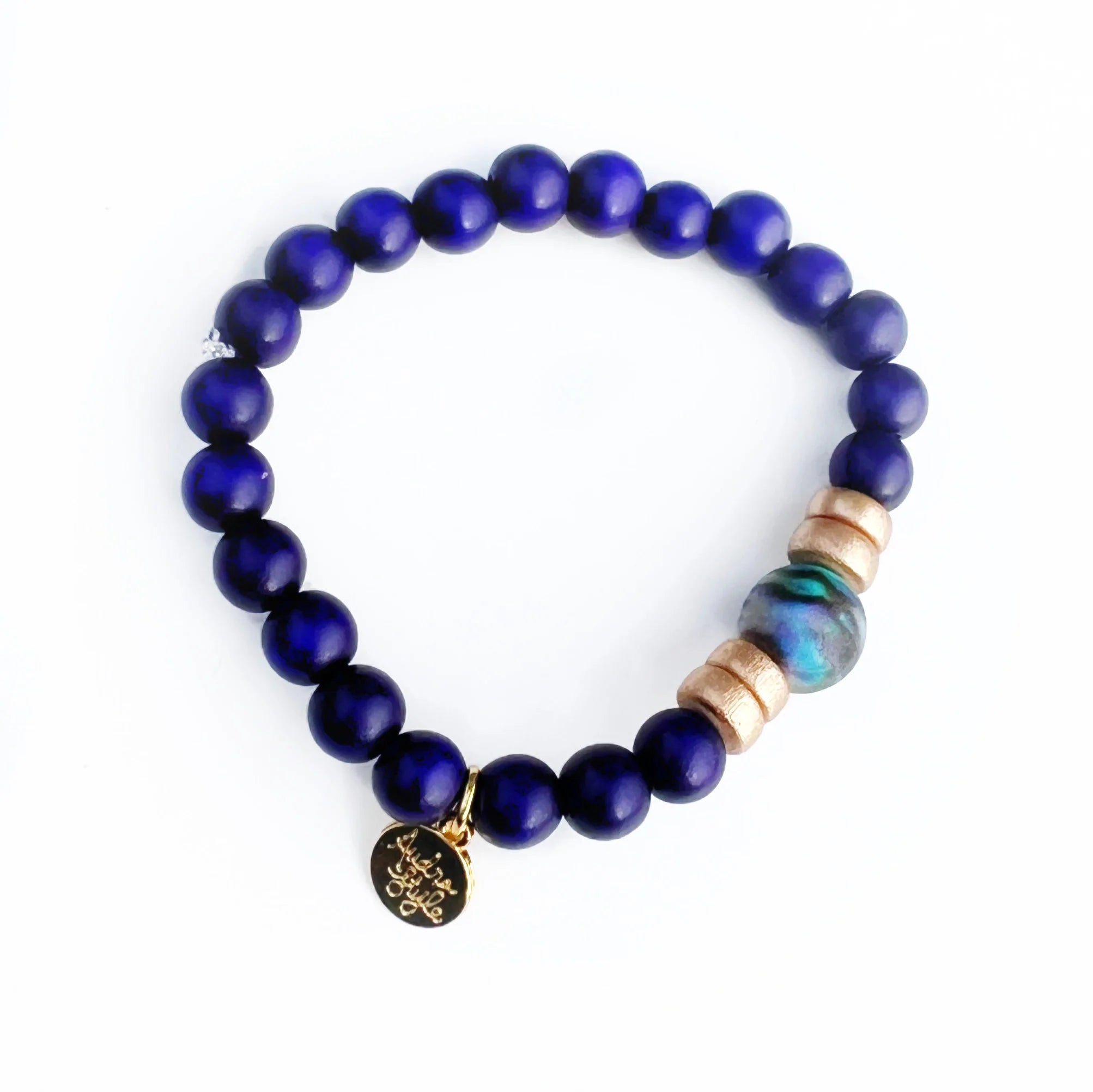 Skinny Navy Stacking Bracelet Abalone Bead