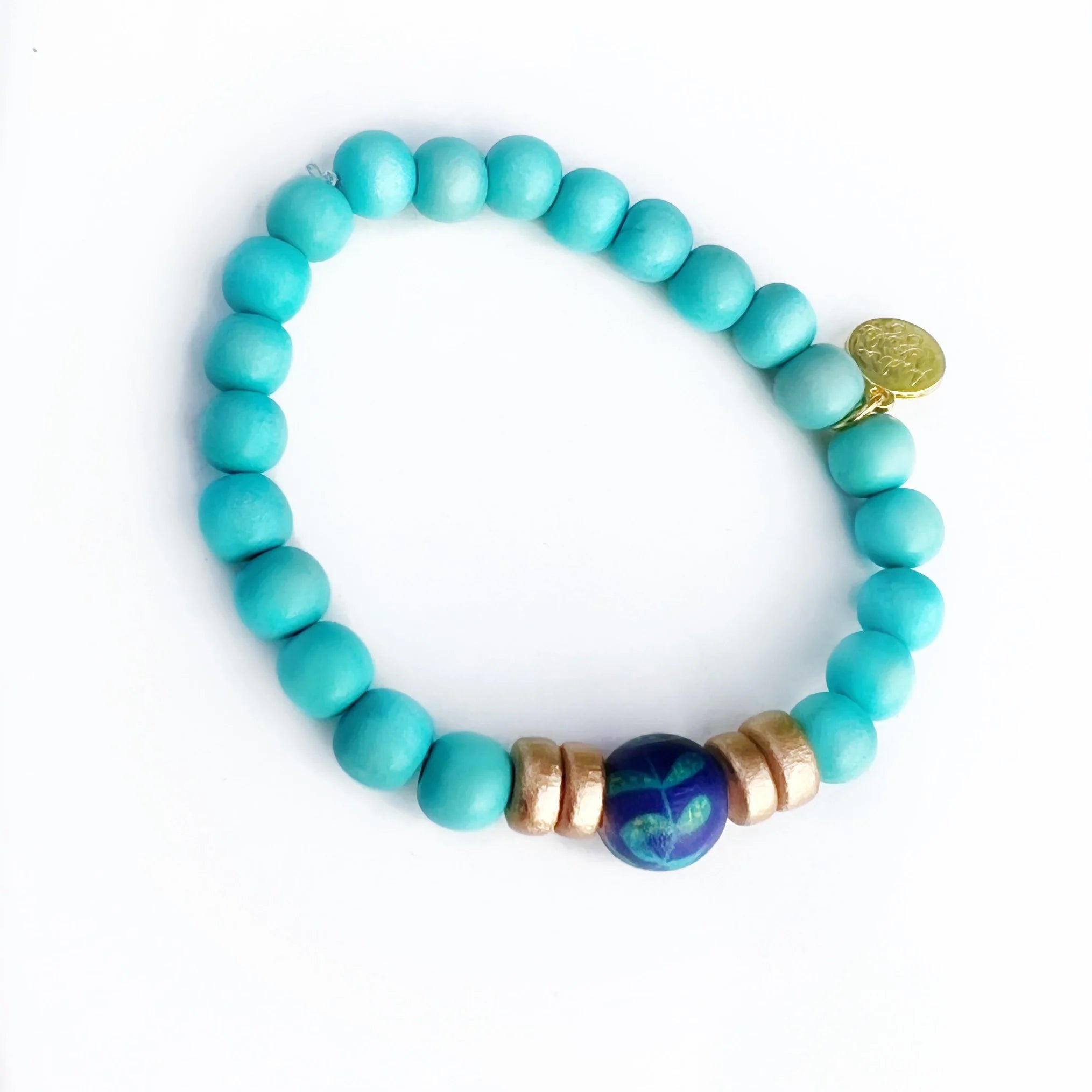 Skinny Turquoise Stacking Bracelet Navy Tulip Bead