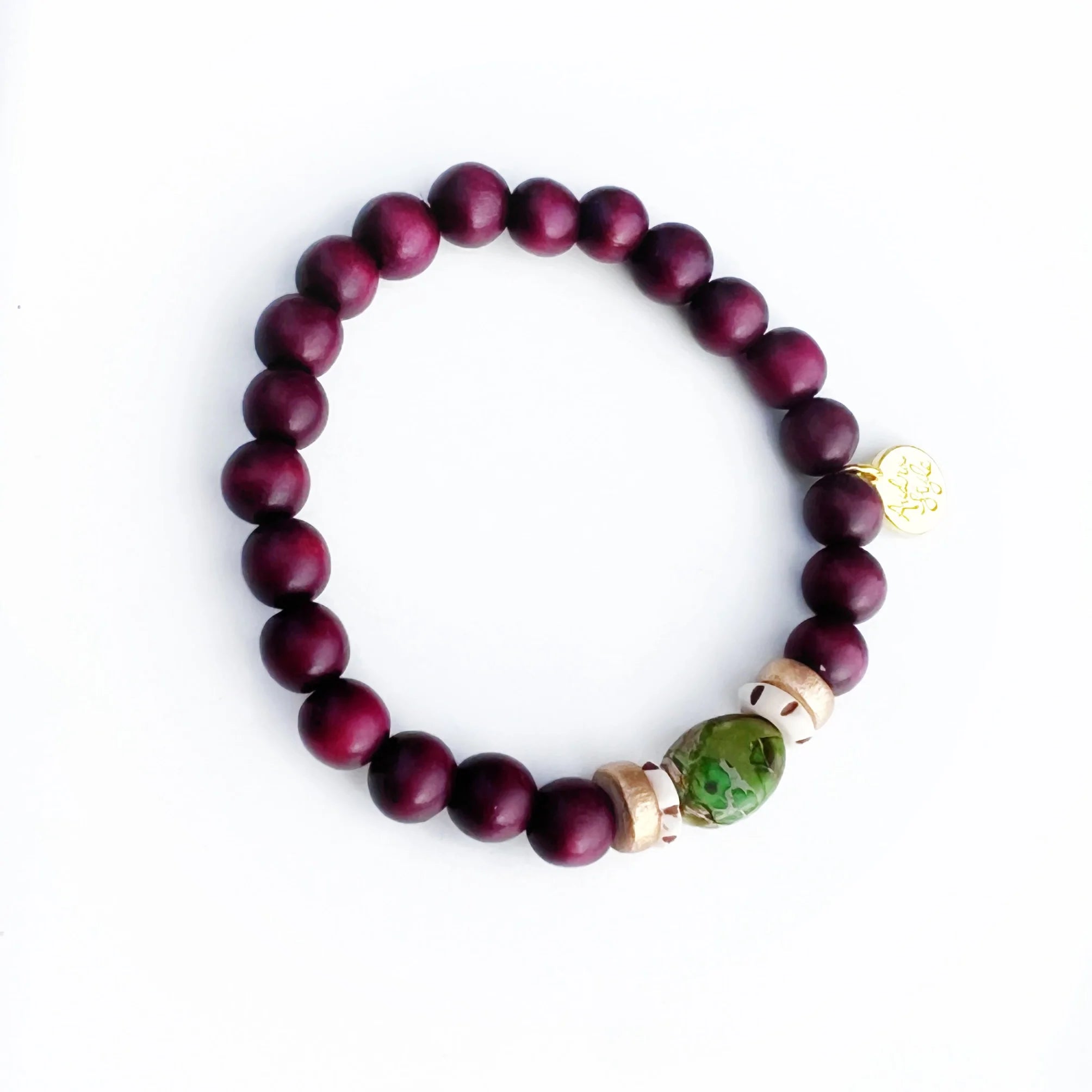 Skinny Dark Brown Stacking Bracelet Green Jasper Bead