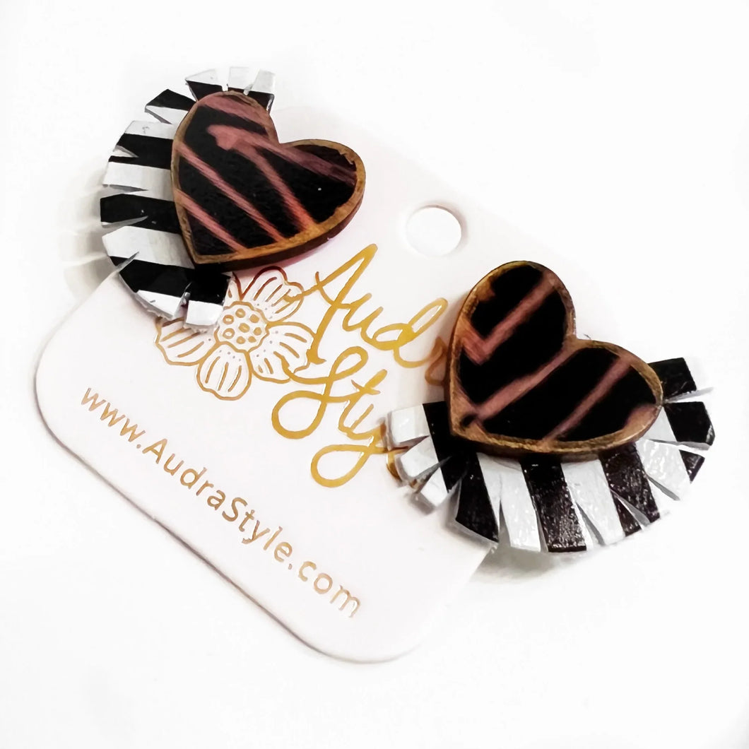 Heart Stud Muffin - Black Geo Lines Black White Stripe