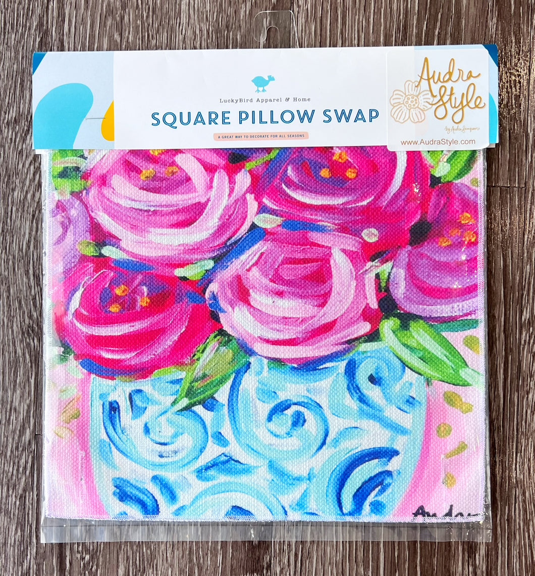 Pink Roses Square Pillow Swap
