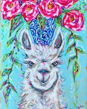 Load image into Gallery viewer, Llama and Bouquet Reproduction Print