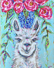 Load image into Gallery viewer, Llama and Bouquet Canvas
