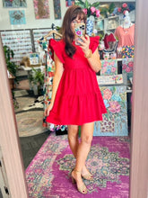 Load image into Gallery viewer, Crimson Ruffle Mini Dress