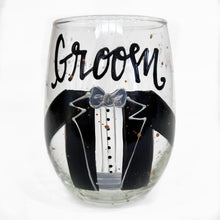 Load image into Gallery viewer, Groom Stemless Wine Glass