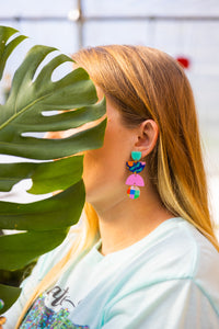Jocelyn - Tulip Navy Solid Pink Rainbow Pixel-Dangle Earring