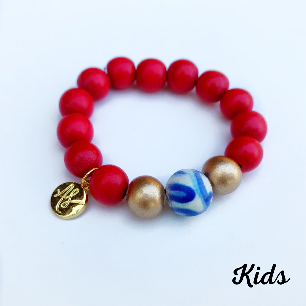 Kids - Audra Style™ Stacking Bracelet Red Blue White