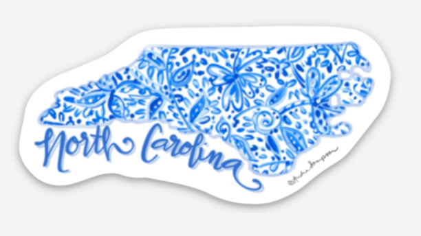 Blue and White North Carolina Sticker