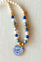 Load image into Gallery viewer, Audra Style™️ Blue and White Pendant Beaded Necklace