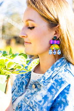 Load image into Gallery viewer, Shelly - Solid Cobalt Rainbow Pixel Salmon Mint-Dangle Earring