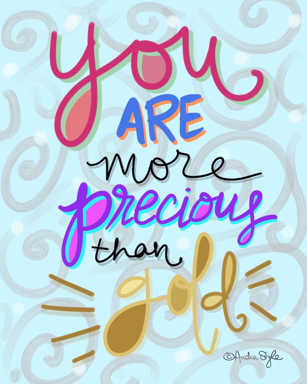 "You are more precious than gold" Light Teal Background Canvas