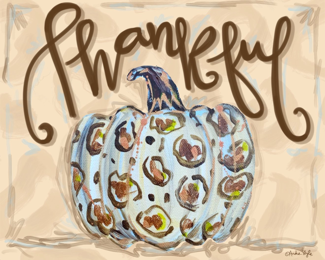 Thankful- Leopard Pumpkin Reproduction Print