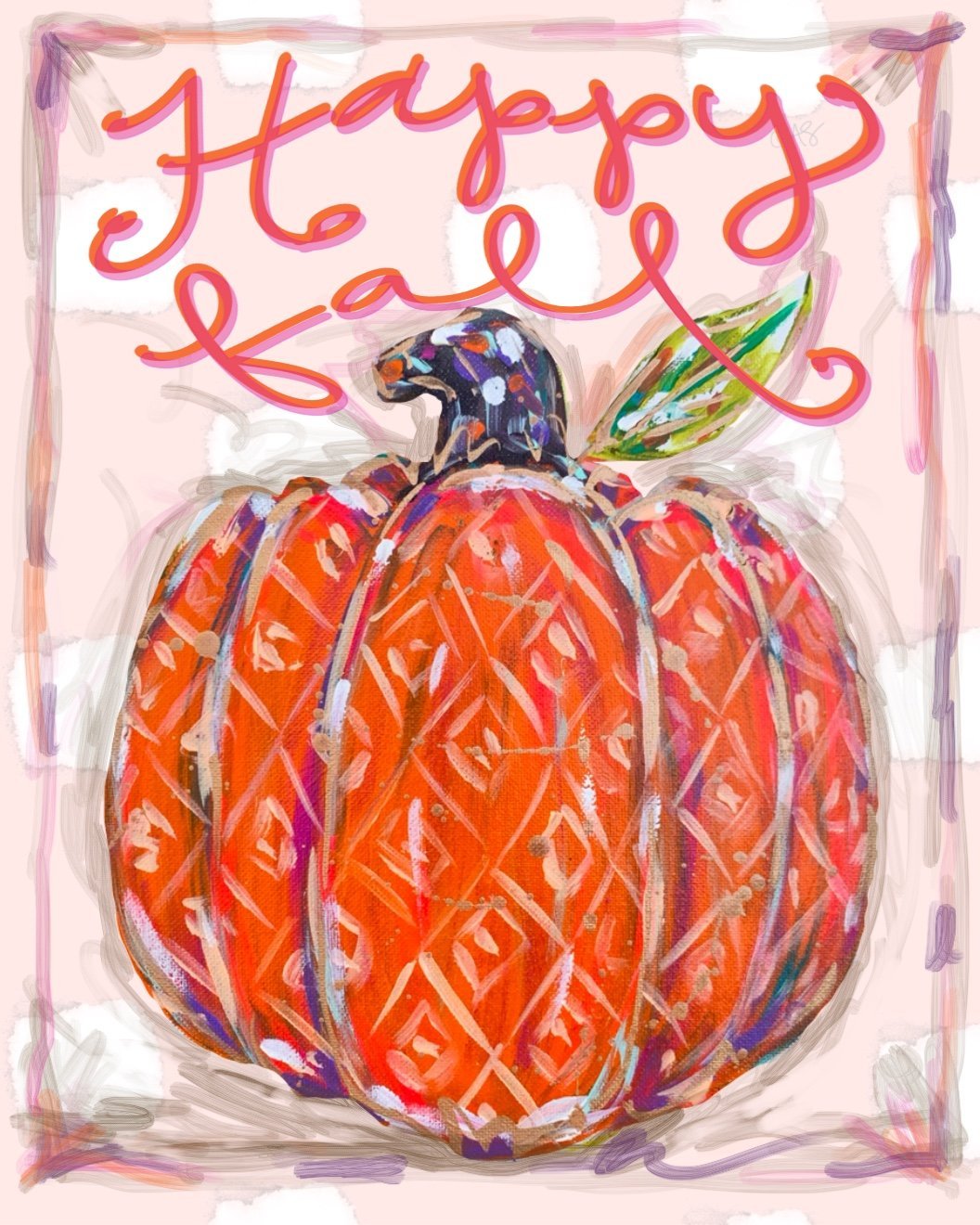 Happy Fall Orange Pumpkin Reproduction Print
