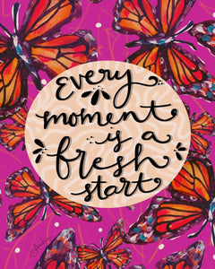 "Every Moment is a Fresh Start" Butterfly Background Canvas