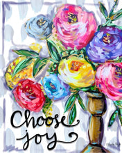 Load image into Gallery viewer, &quot;Choose Joy&quot; Brass Vase Floral Canvas