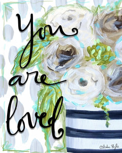 "You are Loved" Black and White Vase Canvas