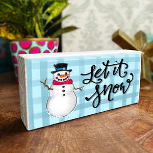 Let It Snow" Snowman -  Wood Block
