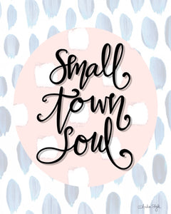 "Small Town Soul" Pink White Dot Navy Dash Background Canvas