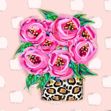 Load image into Gallery viewer, Roses in Leopard Vase - Wood Block