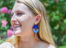 Load image into Gallery viewer, Amanda - Blue White Navy Splatter-Dangle Earring