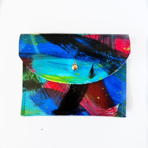 Hand Painted Leather Coin Purse Wallet Cardholder - #14