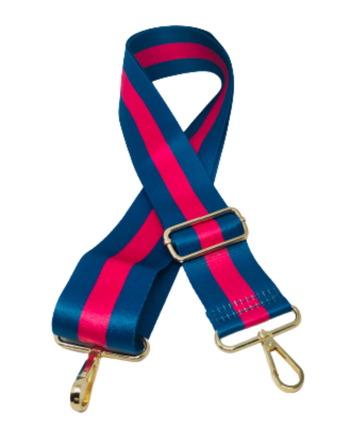 Navy and Hot Pink Stripe "Guitar" Bag Strap