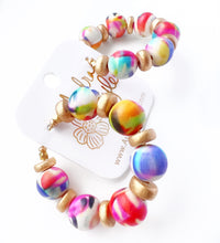 Load image into Gallery viewer, Beaded Hoop Earring - Rainbow Abstract