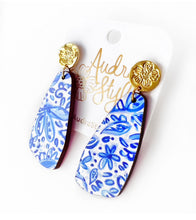 Load image into Gallery viewer, The OG - Blue White-Dangle Earring