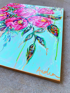 Roses in Leopard Vase Original Painting on Canvas - 20x24"