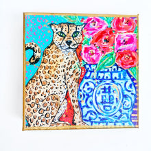 Load image into Gallery viewer, Cheetah Ginger Jar on 6&quot;x6&quot; Gallery Wrapped Canvas
