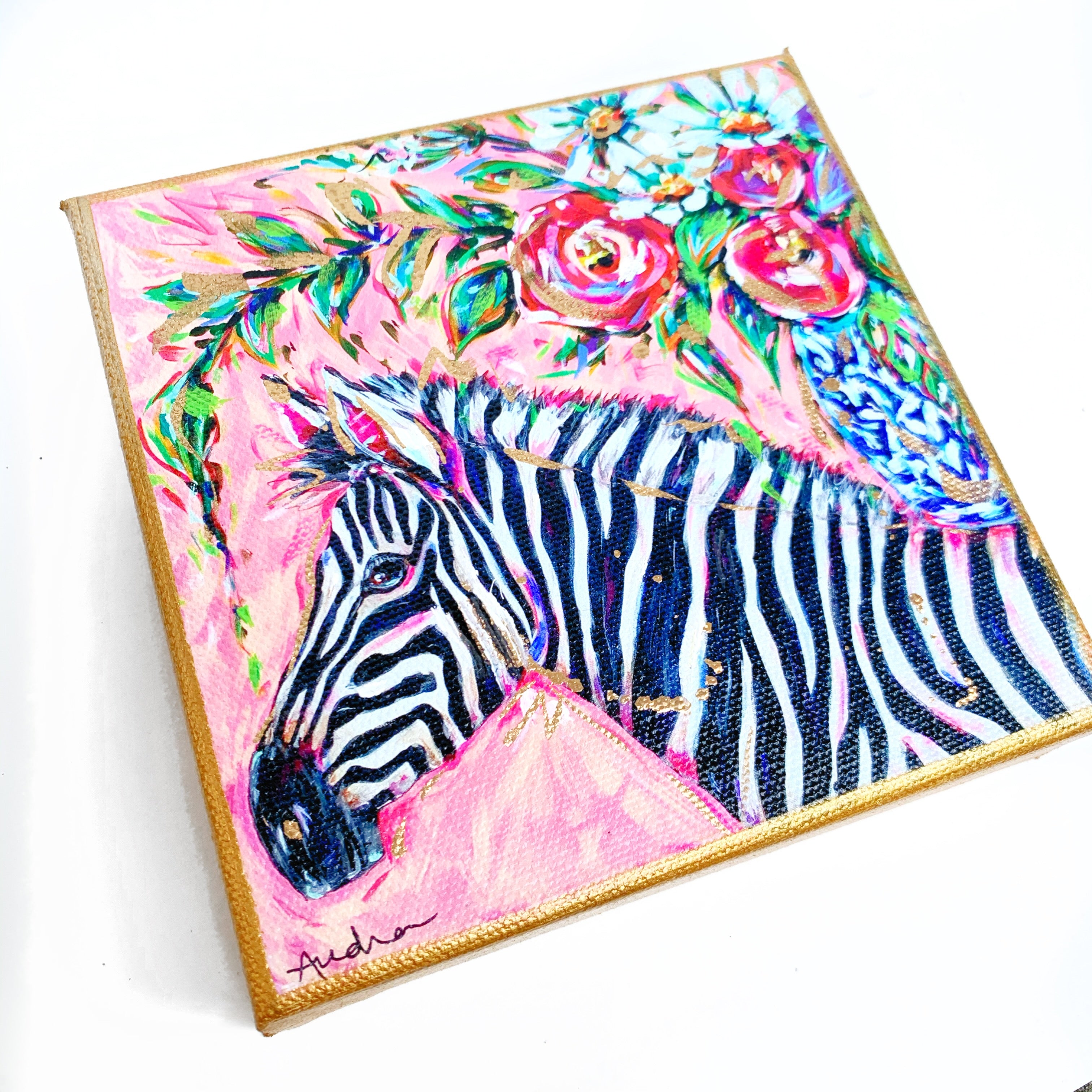 Zebra on 6"x6" Gallery Wrapped Canvas