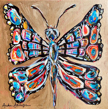 Load image into Gallery viewer, &quot;New Beginnings&quot; 14”x14” Original Butterfly Acrylic and Gold Leaf Painting on Canvas